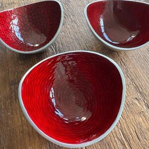 Simply Designz Snack Nut Bowls Set Of 3 Burgundy Enamel Silver
Tone Metal India